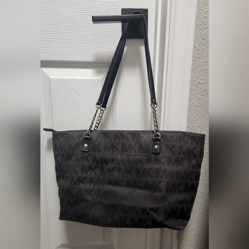 Michael Kors Black Jet Set Logo Tote Bag Purse Authentic